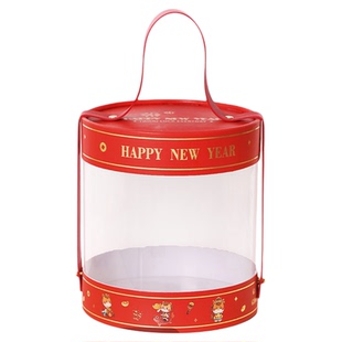 新年礼盒包装盒抱抱桶烘焙零食饼干糖果年货过年礼品盒子定制空盒