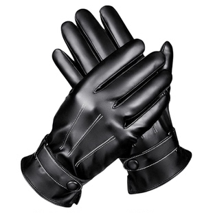 皮手套男士冬加绒加厚骑车防风防水保暖皮质摩托车棉冬季骑行手套