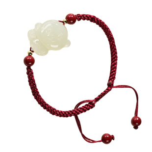 2026马年本命年和田玉十二生肖红绳手链羊马狗猪女士儿童正品