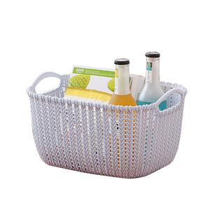 仿藤编收纳筐塑料储物小篮子杂物框子日用置物篮袜子脏衣服收纳篮