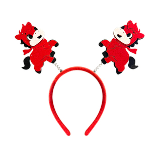 2026新款马年发饰女儿童弹簧发箍可爱创意头箍幼儿园表演新年发卡