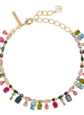 欧美外贸饰品Oscar彩色水晶拼色轻奢小众设计气质高级感锁骨颈链
