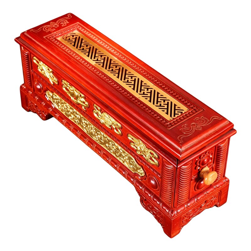 实木彩绘八吉祥卧线香炉茶用摆件
