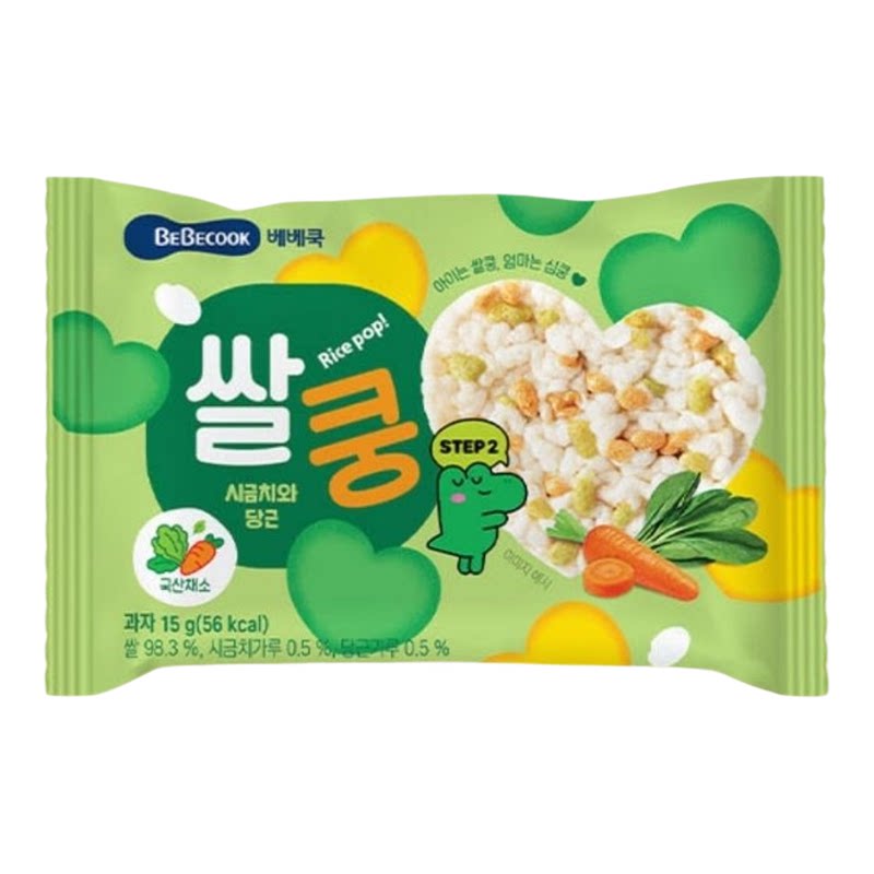 BEBECOOK 营养心形小米饼15g菠菜红萝卜适合12个月以上宝宝小零食