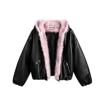 加厚座山雕棉服派克皮草短外套女