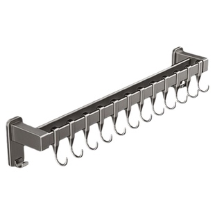 厨房挂钩免打孔挂杆锅勺子铲子挂架可拆卸太空铝置物架壁挂式收纳