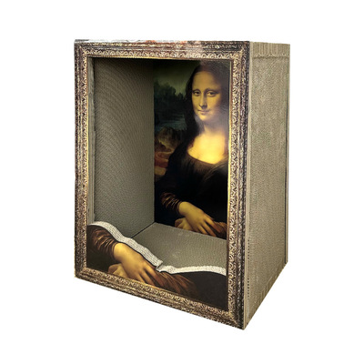 蒙娜丽莎猫窝抓板一体三角4d立体猫屋防猫抓四季通用玩具宠物用品