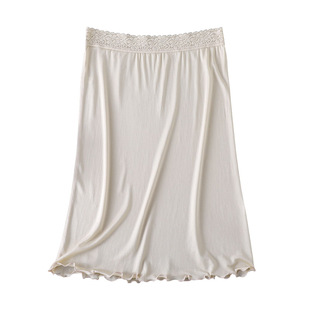 42针加捻100%桑蚕丝打底裙 双面针织真丝轻薄透气木耳边五分衬裙