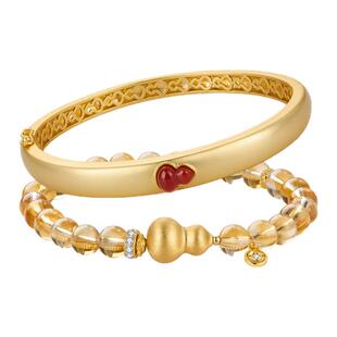 iSTONE/石头记叠戴手镯天然紫金砂手串招财手链女本命年新年礼物