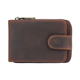 头层牛皮驾驶证卡包男式多卡位真皮拉链风琴包疯马皮钱包行驶证套