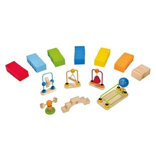 Hape多米诺3-6岁宝宝创意男女孩早教木制积木骨牌儿童益智力玩具