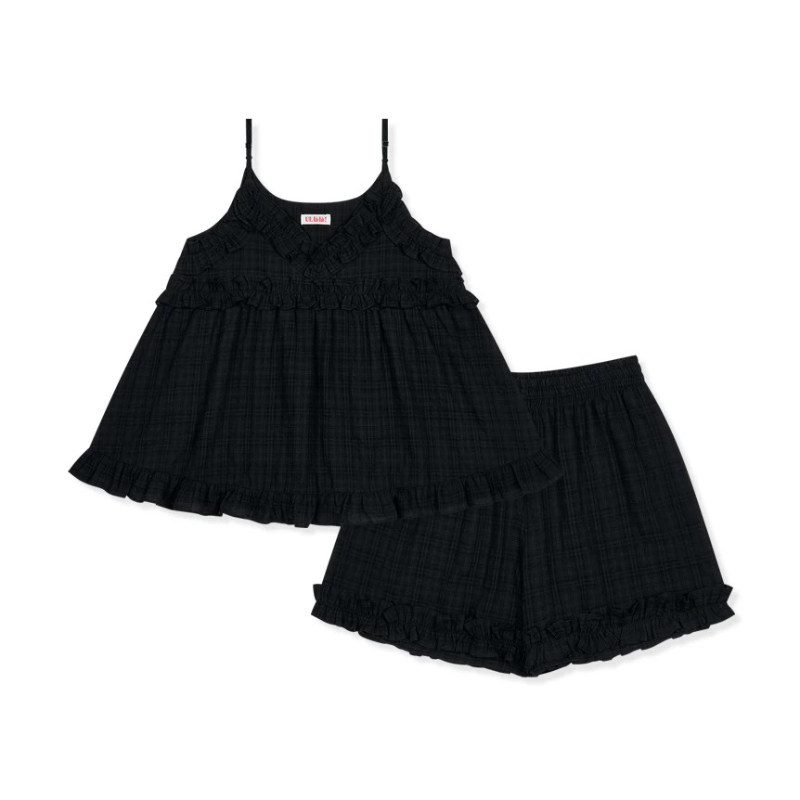 Ullala夏季女泡泡棉高级睡衣套装