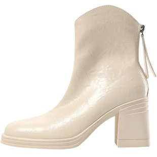 【跟高8CM】靴子女款爆款2025洋气靴子可拆卸两穿白色气质长筒靴