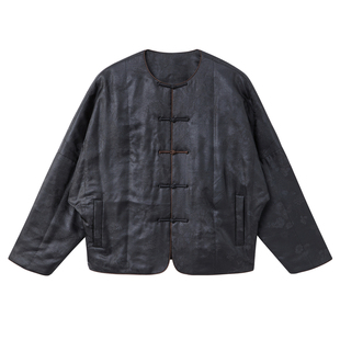 布小匠原创设计提花香云纱蝙蝠袖夹棉外套女2025新款高端气质棉服