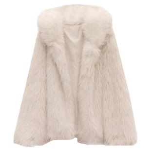 2025秋冬新款连帽环保狐狸毛皮草外套女宽松网红显瘦仿貂子毛大衣