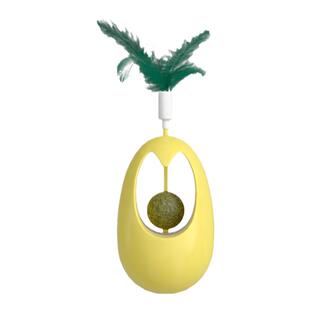 猫玩具不倒翁猫薄荷转盘玩具羽毛逗猫棒解闷自嗨逗猫神器消耗体力