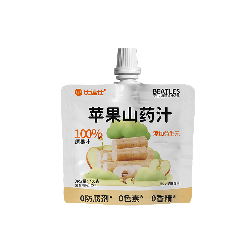 比逗仕苹果山药汁100%原果汁酸甜味含益生元果汁儿童果蔬汁小饮料