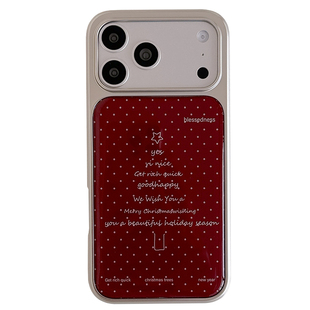 滴胶红色英文圣诞树电镀银框适用苹果17promax手机壳iphone15pro新款14小众16pro毛绒15挂件14pro个性16全包