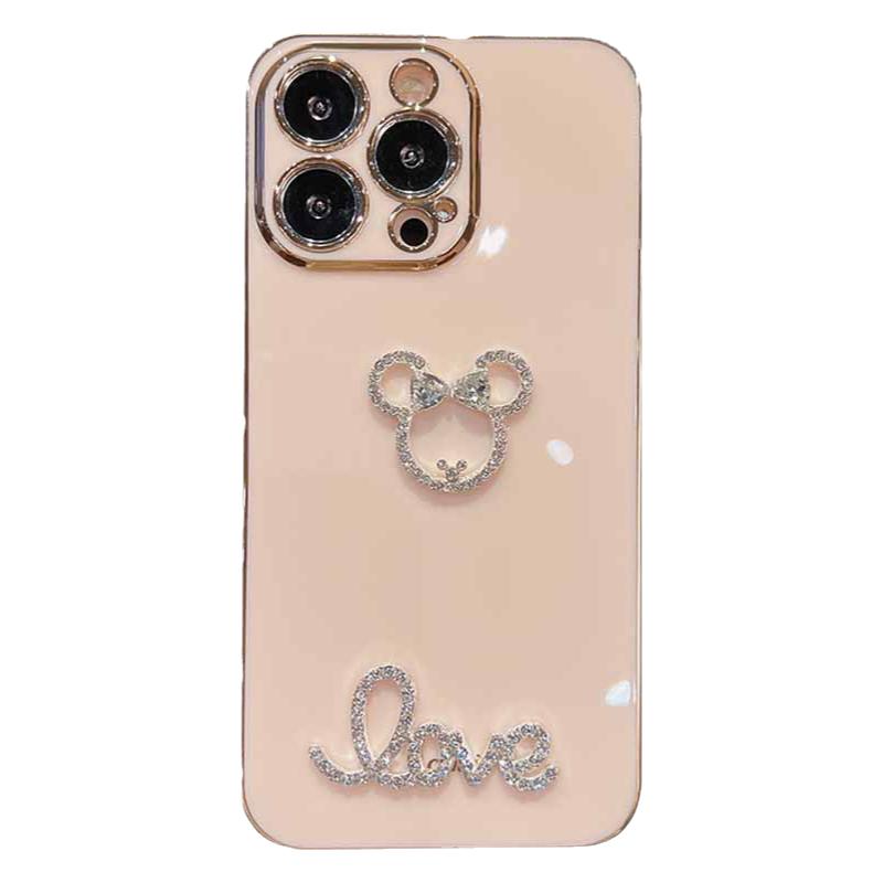 简约电镀米奇头像字母帖饰iPhone16/15pro适用14Pro直边13全包12ProMax软胶苹果16手机壳15轻奢