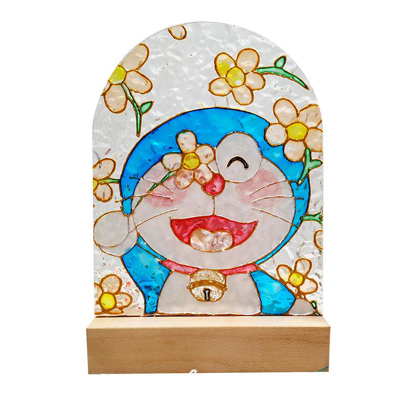 三八节暖场郁金香手绘小夜灯波纹透明亚克力玻璃画diy材料包