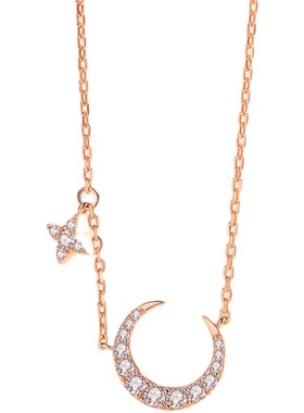 镀18K玫瑰金十字链女项链锁骨链