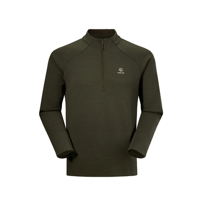 KAILAS凯乐石XM3半开胸立领美丽诺羊毛T恤轻量保暖户外登山男