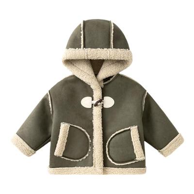 嘟嘟家童装女宝加绒大衣冬款儿童羊羔毛外套加厚冬季男童冬装上衣