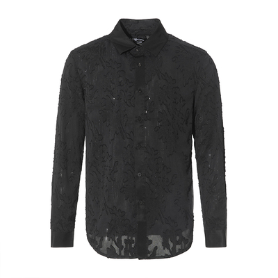 ANDREW MACKENZIE意大利男装网纱植绒提花长袖衬衫551242231605