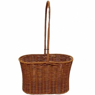 仿藤编草编手提花篮客厅装饰摆件铁艺造型鲜花绿植插花篮子伴手礼