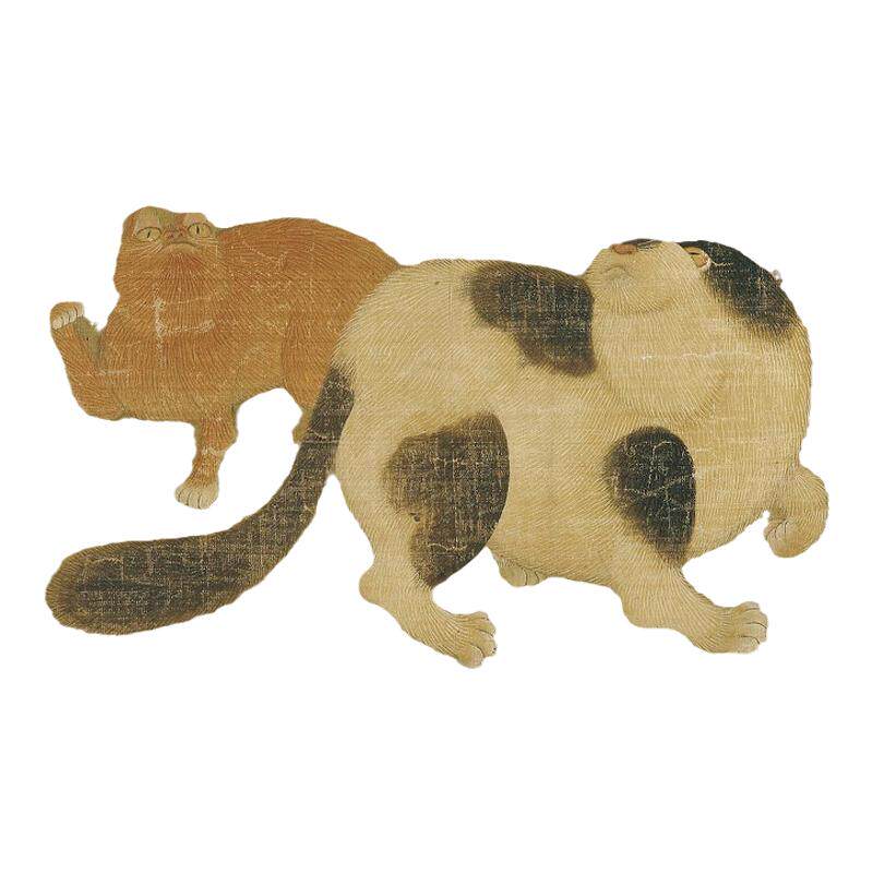 梁楷狸奴闲趣图工笔花鸟画国画