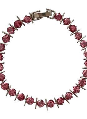 铜镀白金粉彩宝一字型手链不掉色