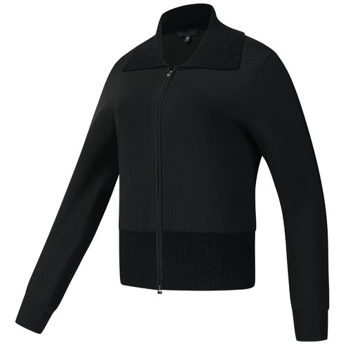 FILA斐乐高尔夫商务运动系列短款翻领编织开衫冬季新款保暖毛衣女