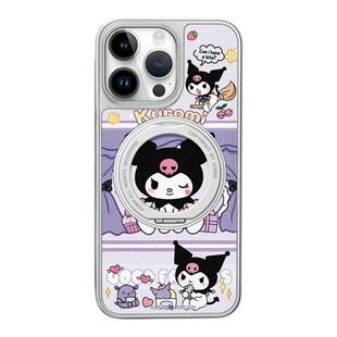 紫色库洛米适用iPhone17Promax手机壳新款苹果16Pro旋转磁吸带支架保护套支点ip15网红高级感13pm全包仿皮14