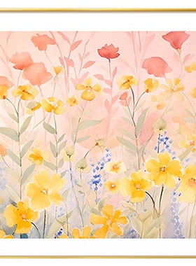 奶油风餐厅装饰画花卉原木风挂画