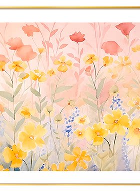 奶油风餐厅装饰画花卉原木风挂画