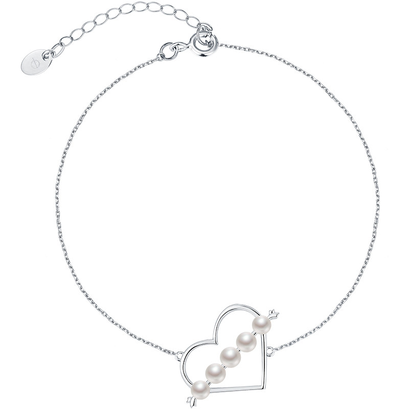 蔻润珍珠 爱与礼赞手链S925银淡水珍珠手链3-4mm馒头形白色时尚