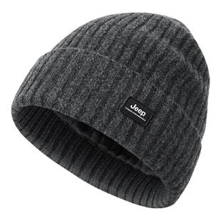jeep吉普男士羊毛针织帽冬季保暖套头帽加绒加厚户外骑行防寒冷帽