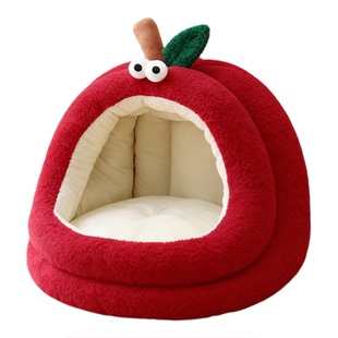 狗窝冬季加厚封闭窝防风保暖窝可爱狗狗睡觉猫窝半封闭中小型犬猫