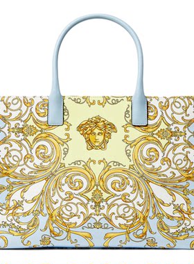 【季末优惠】VERSACE/范思哲 女士La Medusa印花大号帆布托特包