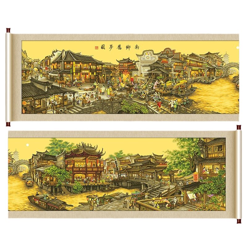 蒙娜丽莎风景客厅满绣十字绣