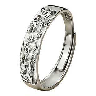 老凤祥足银招财貔貅戒指男款新款纯银可调节指环情人节礼物送男友