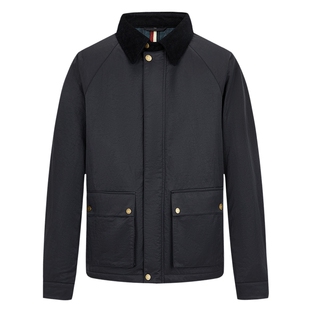 LONDA伦德马秋冬新款男士翻领棉衣商务休闲百搭黑色棉服外套男装