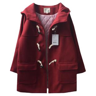 日系jk毛呢衣外套女2025秋冬季新款牛角扣小个子连帽呢子大衣学生