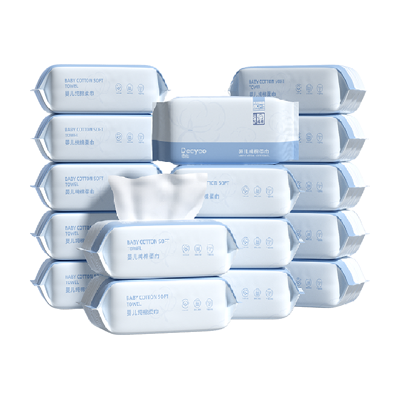 德佑婴儿棉柔巾纯棉新生儿手口专用一次性洗脸巾干湿两用全棉柔巾
