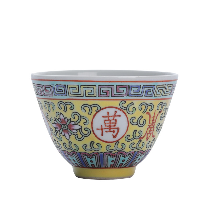 景德镇粉彩茶杯陶瓷中式