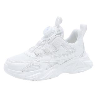 德尔惠儿童小白鞋2025新款冬季女童皮面白色学生中大童男童运动鞋