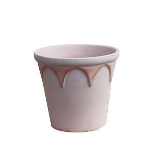 花信 红陶花盆浮雕皇冠透气陶盆复古做旧ins风花园文艺简约红陶盆