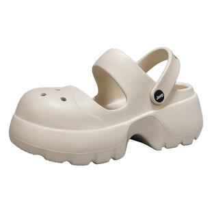 JEEP女鞋洞洞鞋女款夏季外穿2026新款玛丽珍拖鞋女夏厚底增高凉鞋