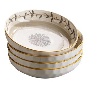 日式釉下彩盘子菜盘家用2025新款高级感陶瓷碗碟8寸深盘餐盘餐具