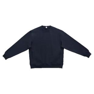 侧向口袋圆领套头宽松卫衣520g重磅粗针并线纯棉毛圈美式复古上衣